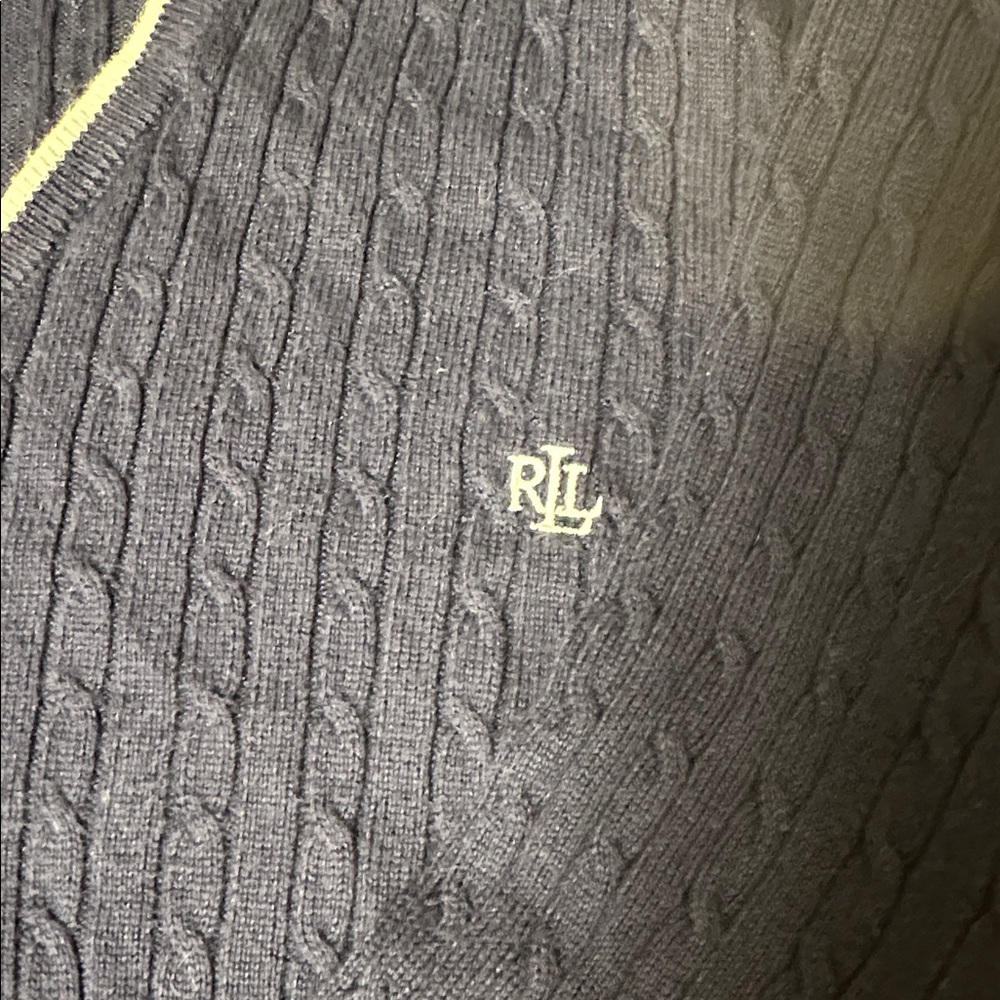 EUC Vintage Ralph Lauren Navy Sweater with white details around neck and sleeve - Picture 2 of 5